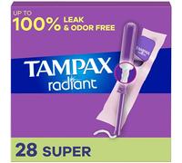 Tampax Radiant Plastic, Super Absorbency, Unscented Tampons, 32 Count by Tampax