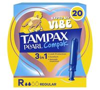 Tampax Tampones Compak Pearl, normales con aplicador, paquete de 1 (16 tampones), protección contra fugas y discreción (el embalaje puede variar)