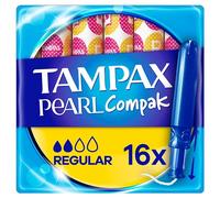 Tampax Tampones Compak Pearl, normales con aplicador, paquete de 1 (16 tampones), protección contra fugas y discreción (el embalaje puede variar)
