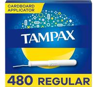 Tampax Tampones de cartón de absorción regular, agarre antideslizante, falda antifugas, sin perfume, 480 unidades (40 unidades x 12 paquetes
