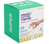 Tampones de fácil deslizamiento 100% algodón orgánico galardonados con aplicador compacto a base de plantas, envoltura biodegradable, 54 unidades, sin fragancia, sin cloro, sin toxinas, supertampón