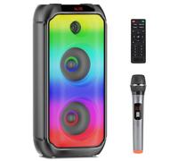 TAMPROAD Altavoces Bluetooth, 80W Pico Inalámbrico TWS Altavoces Portátiles con Subwoofer, Luces LED Colores, Alta Caja de Música de Sonido Estéreo con Micrófono para el Hogar Camping Viajes