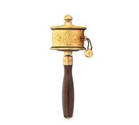 TAMSNDL Rueda de oración Budista Rueda de oración Manual de Cobre con Mango de Madera y Escrituras de Buda for Relajarse, Orar y meditar.
