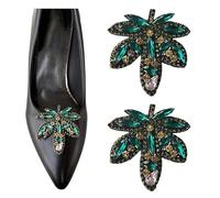 TAMTAK 2 uds hebilla de zapato de diamantes de imitación Vintage Clips de zapato en forma de hoja de arce zapatos planos de mujer decoración desmontable DIY adorno de zapato