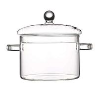 TAMUME 1.5L Olla Rectas de Vidrio con 2 Asas, Sartén con Tapa Cubierta