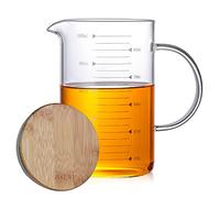 TAMUME 1000ml Vaso de Vidrio para Hornear, con Tapa de Bambú, Jarra de Medir para la Cocina (1000ml)