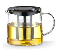 TAMUME 1500ml Boroscilicate Tetera de Vidrio con Filtro de Acero Inoxidable y Tapa Plana con Bloquear Diseño