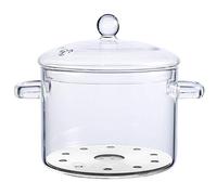 TAMUME Cacerola 1,5 L de vidrio con tapa, para inducción (colocar placa dentro de la olla), asas estilo C, brasera para verduras y sopas