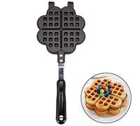TAMUME Estufa de Aluminio Hierro Waffle Belga corazón Wafflera Gofrera -4 en Forma de Corazón de la Rebanada