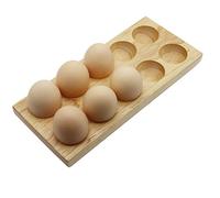 TAMUME Natural Puesto de Huevos Madera Estante del Titular del Huevo, Cocina Esencial Titular de Almacenamiento de Huevo y Organizador de Huevos con Copas de Huevo de Madera Sostenga Hasta 10 Huevos