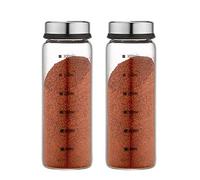 TAMUME Paquete de 2 Coctelera de Vidrio para Especias, Sal y Pimentero con Medidas, Ajustable con Orificios de Diferentes Tamaños para Condimentar (300ml*2)