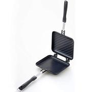 TAMUME Tostadora para Sándwiches de Superficie Estriada Plancha Sandwichera para Tartas Antiadherente con Mango Resistente