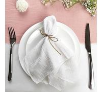 TAMUNI Servilletas de Tela de Gasa Blanca 42x42CM 2/6/12/24 Uds. servilletas de Lino y algodón Toalla de té para Uso Diario decoración de Mesa de Boda y Navidad