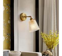 TAMYUSE Aplique de Pared de Vidrio Vintage Dorado con Acabado de latón Cepillado Accesorios de iluminación de tocador de baño sobre Espejo Luz de Pared de baño Aplique de Noche de Cobre