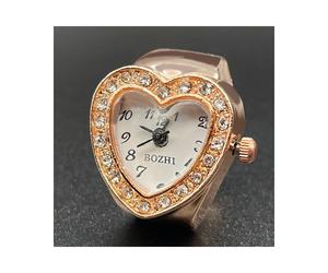 (Tan) 20mm Ring Watch Finger Watch Rose Golden Mini Quartz Fashion for Women