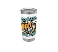 Tan bueno con mi caña que hago que los peces vengan, divertida insinuación de pesca Vaso térmico de acero inoxidable de doble pared