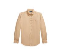 Tan Camisa Custom Fit de dobby con textura L