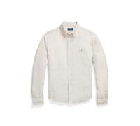 Tan Camisa de lino con rayas Custom Fit XL