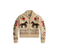 Tan Cárdigan de algodón y lana en intarsia XXL