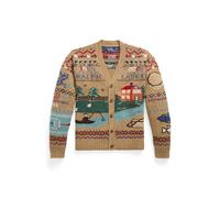 Tan Cárdigan de lana con motivos Relaxed Fit XL