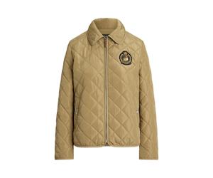Tan Chaqueta acolchada con parche de escudo L