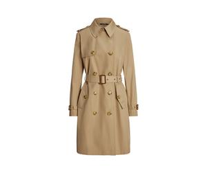 Tan Gabardina cruzada de mezcla de algodón XL