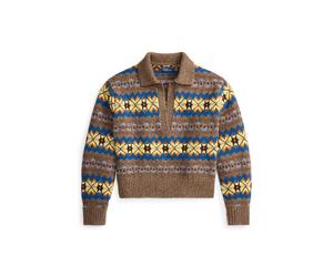 Tan Jersey de lana con diseño Fair Isle M
