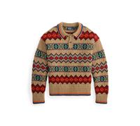 Tan Jersey Fair Isle de mezcla de lana L