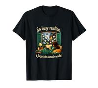 Tan Ocupado Leyendo Divertido Amante de los Libros Escena de Ventana Camiseta