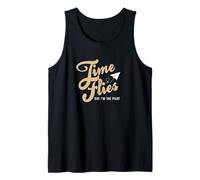 Tan Pilot of My Own Time Gráfico en Color Bronceado Camiseta sin Mangas