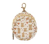 Tan Playful Bear Heart - Estuche de almacenamiento para chupete con cremallera y clip para guardar llaves, bolsa de almacenamiento para objetos pequeños