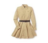 Tan Vestido camisero chino de algodón con cinturón 12-14 YRS