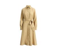 Tan Vestido camisero de lino con cinturón EU 32