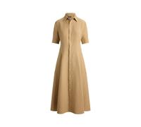 Tan Vestido camisero de lino con paneles 40