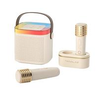TANALAZ Nuevo Máquina de Karaoke con 2 Micrófonos Inalámbricos y Base, Altavoz Bluetooth con Luces LED y Efectos de Voz, Regalo para 3-12 Años Niños/Adultos de cumpleaños de Navidad Familia Fiesta