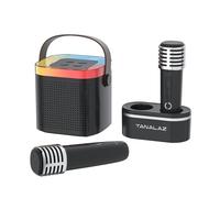 TANALAZ Nuevo Máquina de Karaoke con 2 Micrófonos Inalámbricos y Base, Altavoz Bluetooth con Luces LED y Efectos de Voz, Regalo para 3-12 Años Niños/Adultos de cumpleaños de Navidad Familia Fiesta