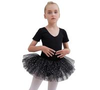 Tancefair Ropa de Ballet para niñas Vestido de Ballet Maillot de ballet de algodón Manga corta Maillot de baile para niños con falda de tutú