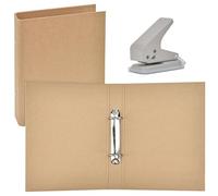 TANCUDER 2 PCS Carpeta de Papel Kraft A5 Recargable con 2 Anillas y Perforadora para Cuaderno de Recortes Carpeta de Fotos