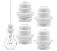 TANCUDER 4 PCS Portalámparas de Rosca Exterior Adaptador de Bombilla Vintage Soporte de Lámpara de E27 con Buen Aislamiento Base de Bombilla Roscado Portalámparas Instalado en Techo o Pared (Blanco)