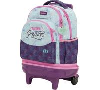 Tandem Carro Compact Desmontable, Mochila Escolar 35L, 5 Compartimentos, Tirantes Ergonómicos, Bolsillo Frontal con Organizador, Lateral para Botella, Asa Acolchada Superior, Forro Cubre Ruedas