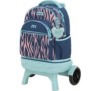 TANDEM Carro Compact Desmontable, Mochila Escolar con Ruedas Grandes y Silenciosas, 35L, 5 Compartimentos, Tirantes Ergonómicos, Bolsillo Lateral para Botella, Asa Acolchada Superior, Colección Flame