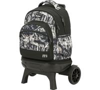 TANDEM Carro Escolar Desmontable, 35L, Ruedas Grandes Silenciosas, 5 Compartimientos, Tirantes Ergonómicos, Bolsillo Frontal con Organizador, Asa Acolchada Superior, Black & White Collection