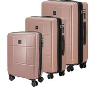 Tandem Set 3 Maletas Rígidas Expandibles Palma ABS, Cabina 37 x 55 x 20/25 cm + Mediana 40,5x66x25,5/30,5 cm + Grande 47x75,5x28,5/33,5 cm, Ruedas Dobles 360° Cierre Combinación, Rosa Dorado