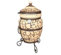 Tandoor Horno de arcilla refractaria - Parrilla de cerámica para carne, pan, pizza y verduras - Estación de barbacoa de carbón y madera para jardín y terraza - Ahumador Tanur, Grand Tandyr, Tandir