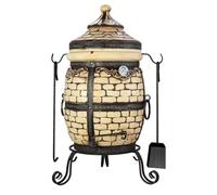 Tandoor Horno de arcilla refractaria - Parrilla de cerámica para carne, pan, pizza y verduras - Estación de barbacoa de carbón y madera para jardín y terraza - Ahumador Tanur, Grand Tandyr, Tandir