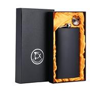 taneaxon 12 oz negro bolsillo de acero inoxidable Whisky Licor Petaca con embudo libre
