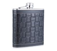 TANEAXON Petaca de Licor de Whisky Cuero Artificial de Acero Inoxidable de Gran Capacidad, Negro Diseño Cuadrado de 18 onzas