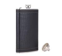 TANEAXON - Petaca de Piel con Embudo y caja de 12 onzas, Color Negro