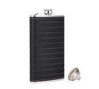 TANEAXON - Petaca de piel con Embudo y Caja de 350 ml, Diseño 3D, Color Negro