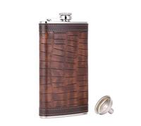 TANEAXON Petaca envuelta en piel de cocodrilo de 12 onzas con embudo y caja, acero inoxidable y a prueba de fugas